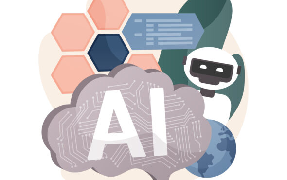 Artificial intelligence abstract concept vector illustration.