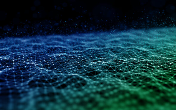 3D modern network communications background with connecting line