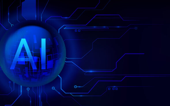 Ai technology background with neon blue globe