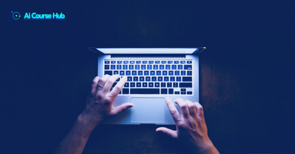 Professional using AI tools on a laptop for work and learning